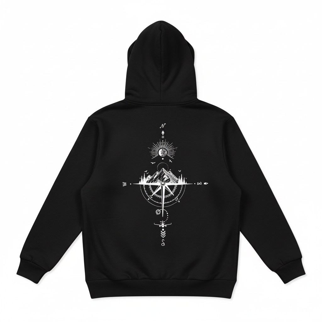Men Oversized Fleece Hoodie With a Starry Night And Mountain Graphic