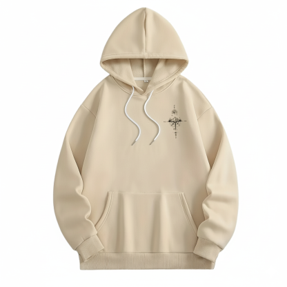 Men Oversized Fleece Hoodie With a Starry Night And Mountain Graphic