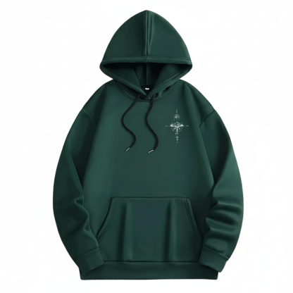 Men Oversized Fleece Hoodie With a Starry Night And Mountain Graphic