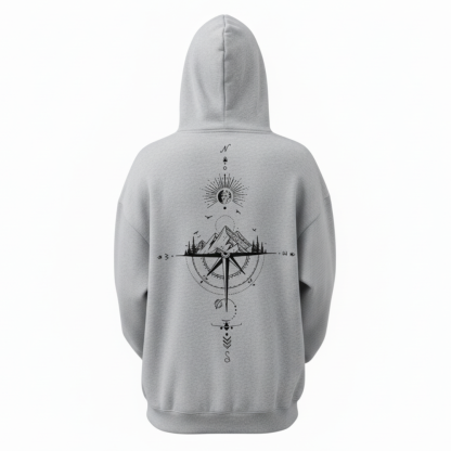 Men Oversized Fleece Hoodie With a Starry Night And Mountain Graphic