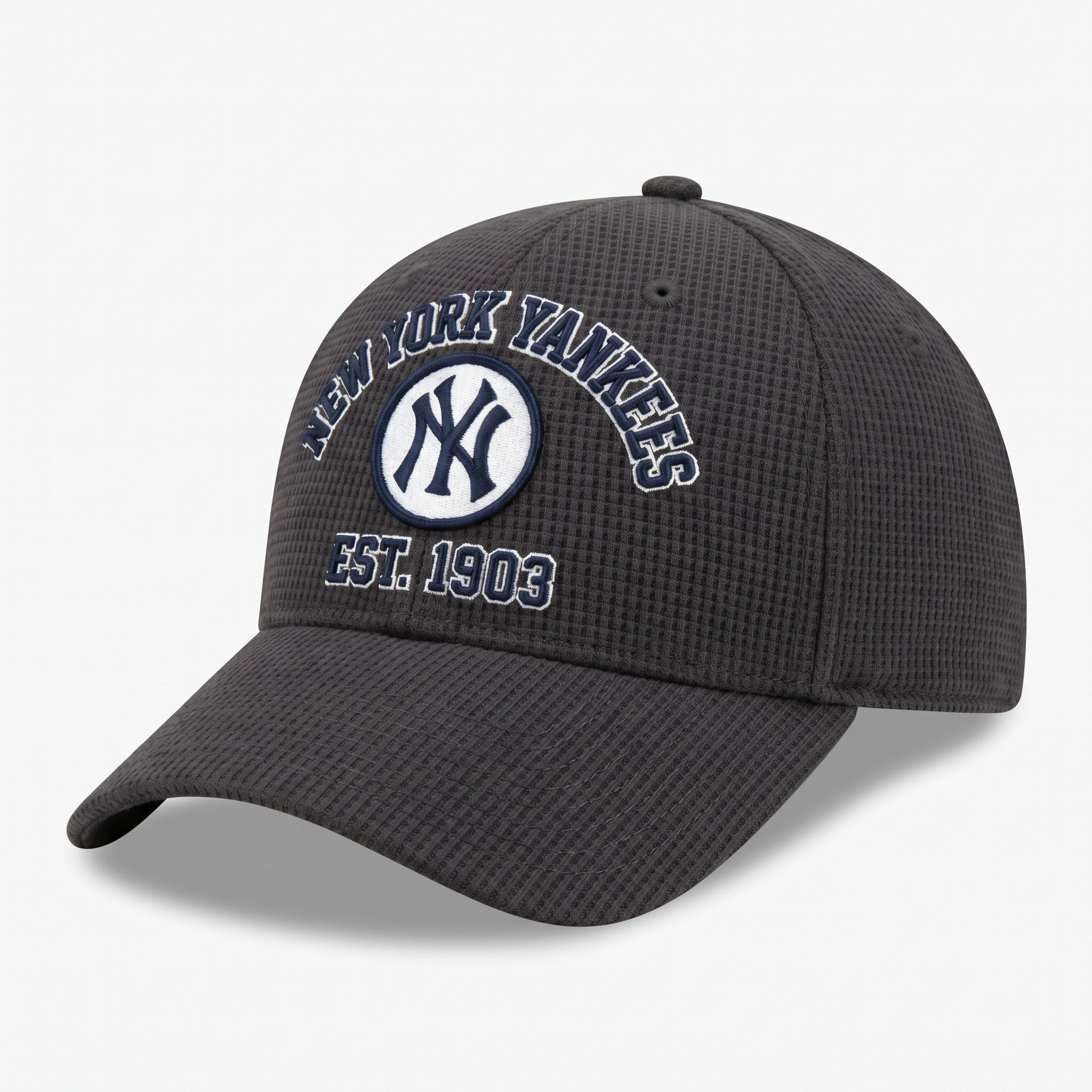 New York Yankees Waffle Knit Cap in Dark Gray