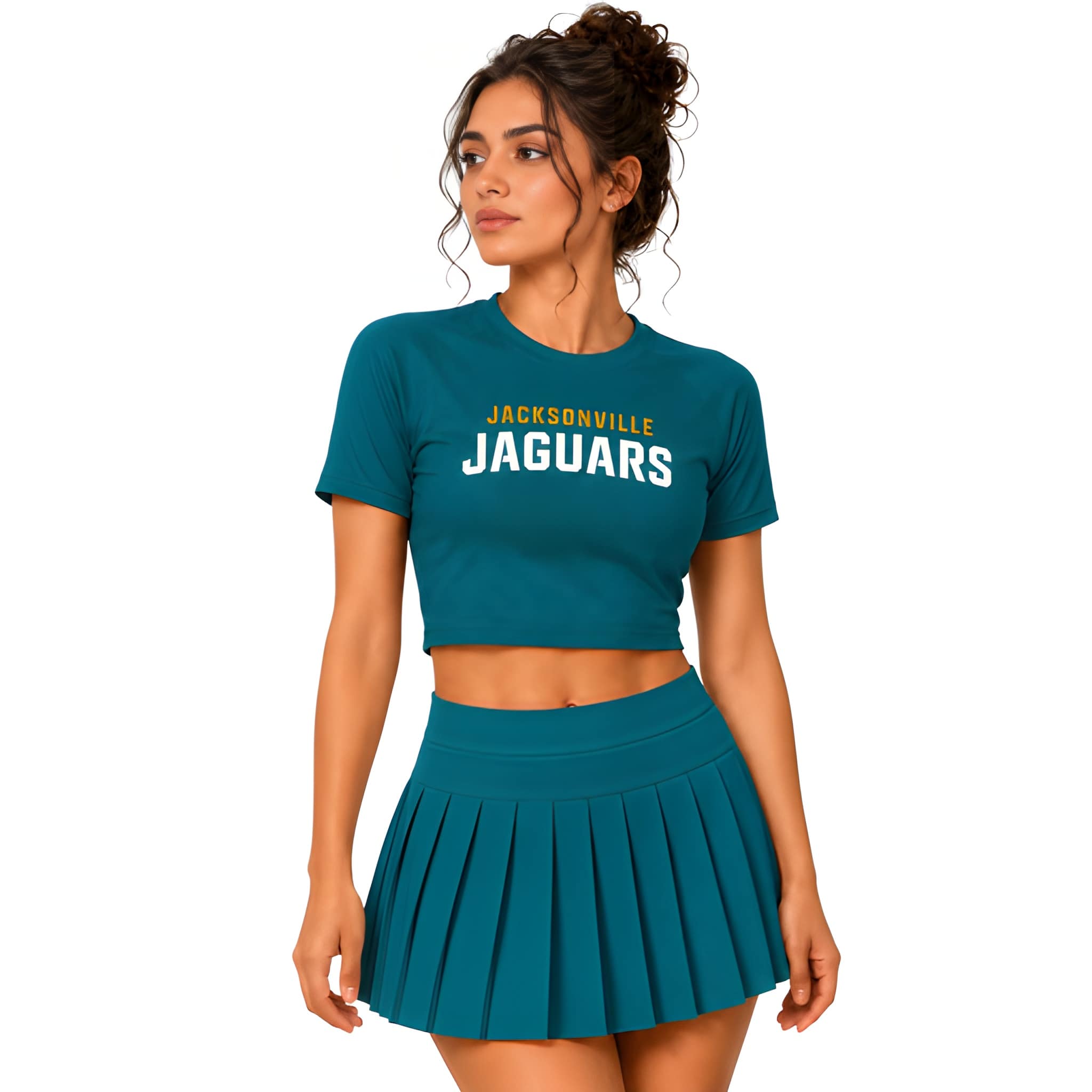 Jacksonville Jaguars Football Team Printed Two Piece Top And Skirt Set For Women