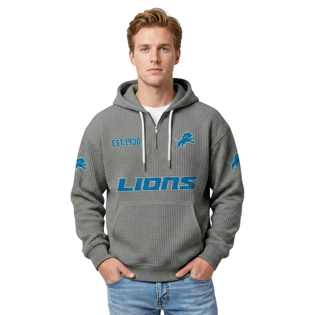 Lions EST 1930 Quarter Zip Waffle Hoodie