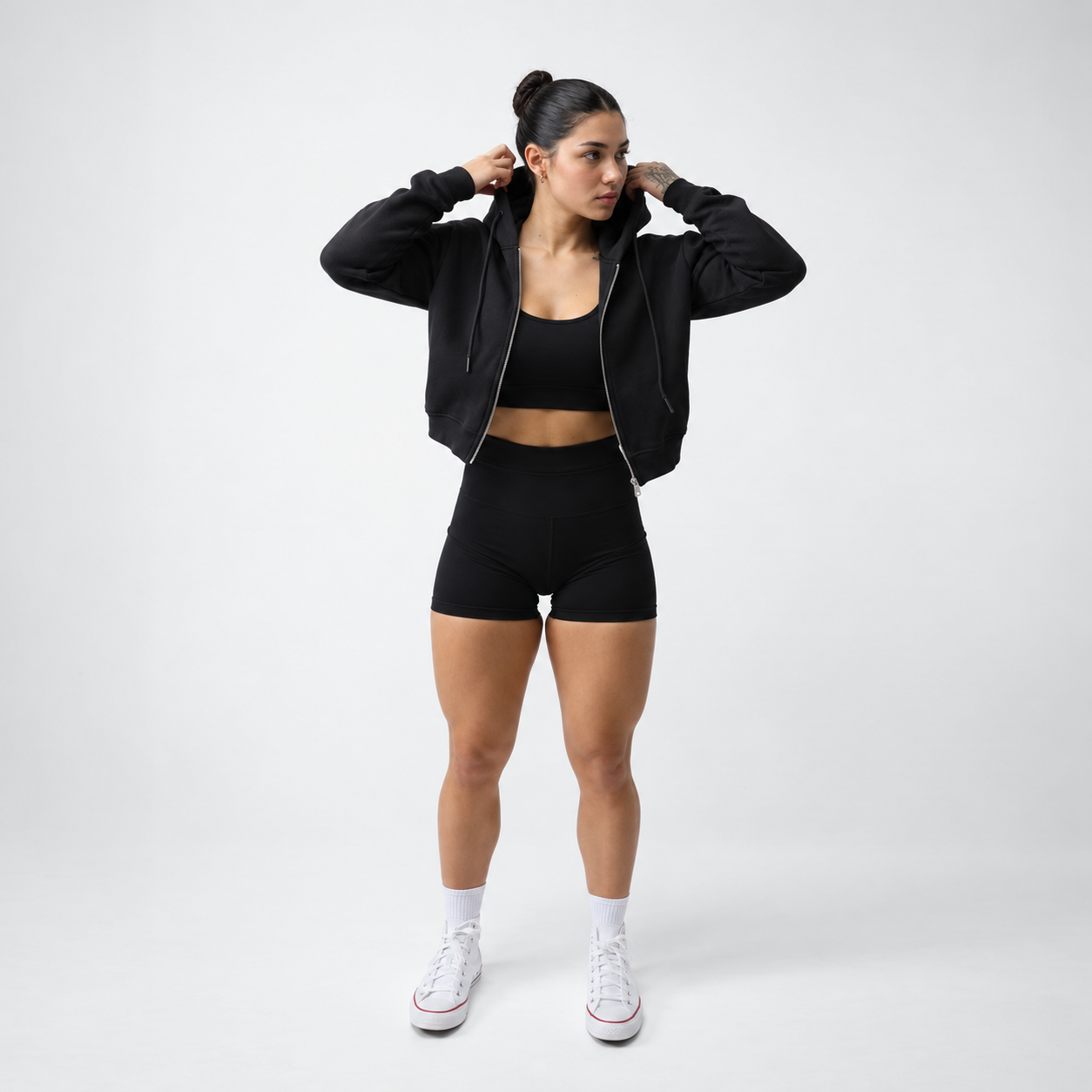 Cropped Pullover Hoodie With Long Sleeve For Women