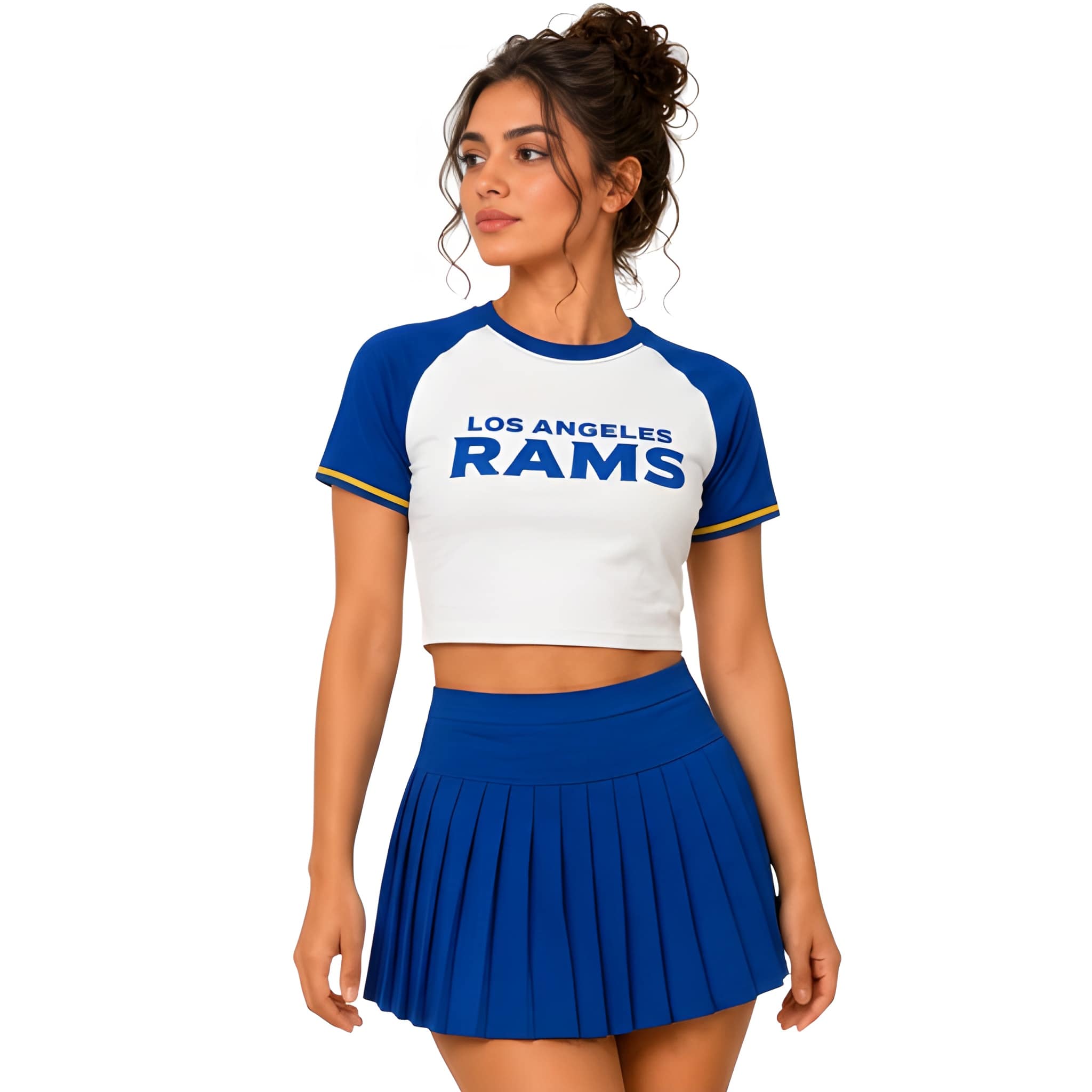 Los Angeles Rams Football Team Printed Two Piece Top And Skirt Set For Women