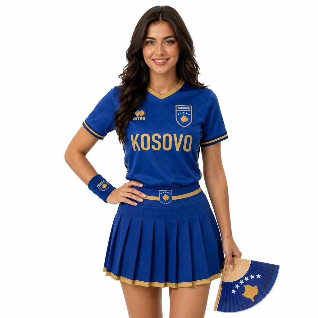 FIFA 2026 Kosovo Football Themed Two Piece Skirt Set For Women