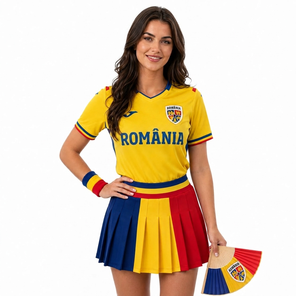 FIFA 2026 Romania Football Themed Two Piece Skirt Set For Women