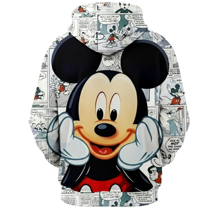 Mickey Mouse Cartoon Character Printed Classic Long Sleeve 3D Full Zip Hoodie For Men