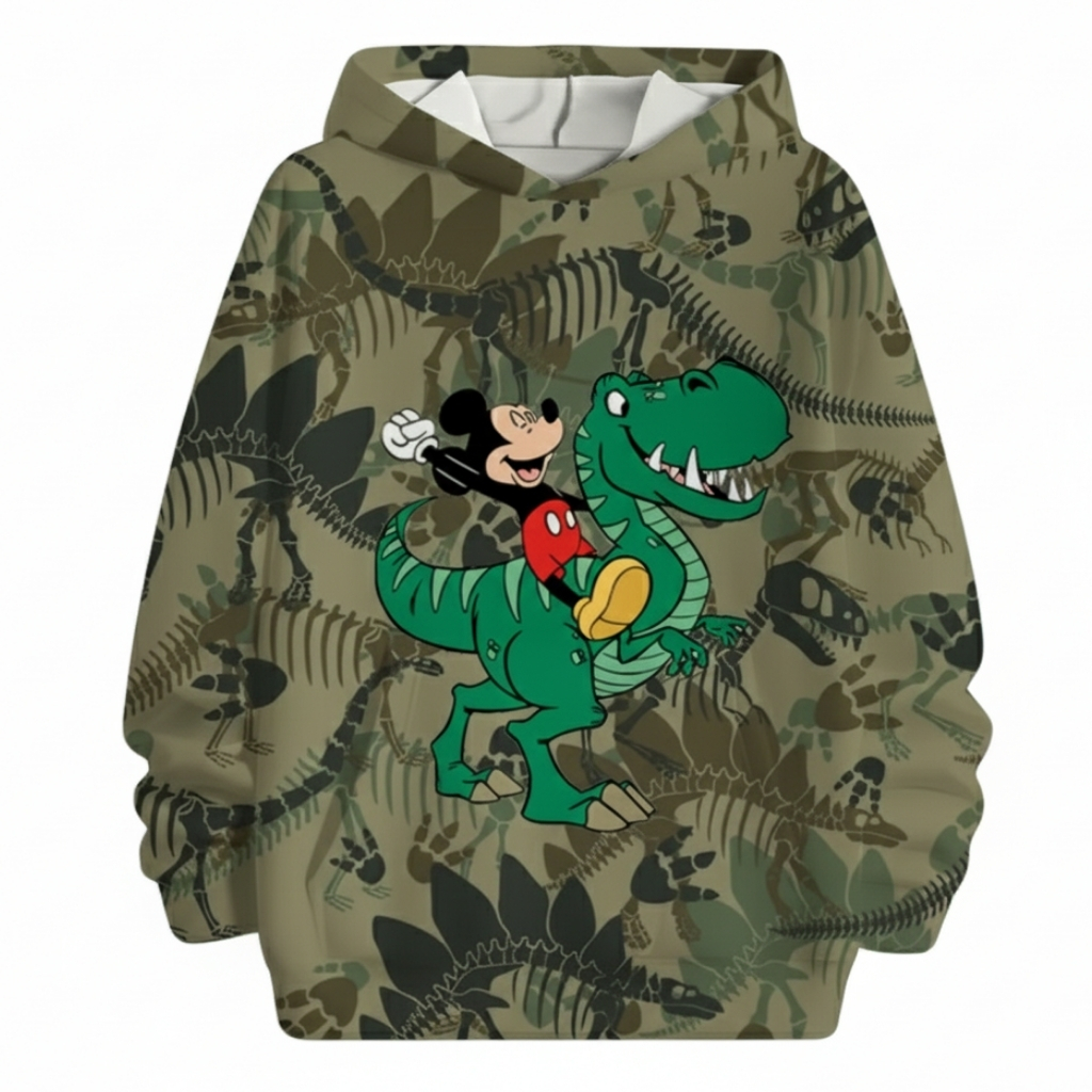 Mickey Riding Dino Dinosaur Hooded Sweatshirt