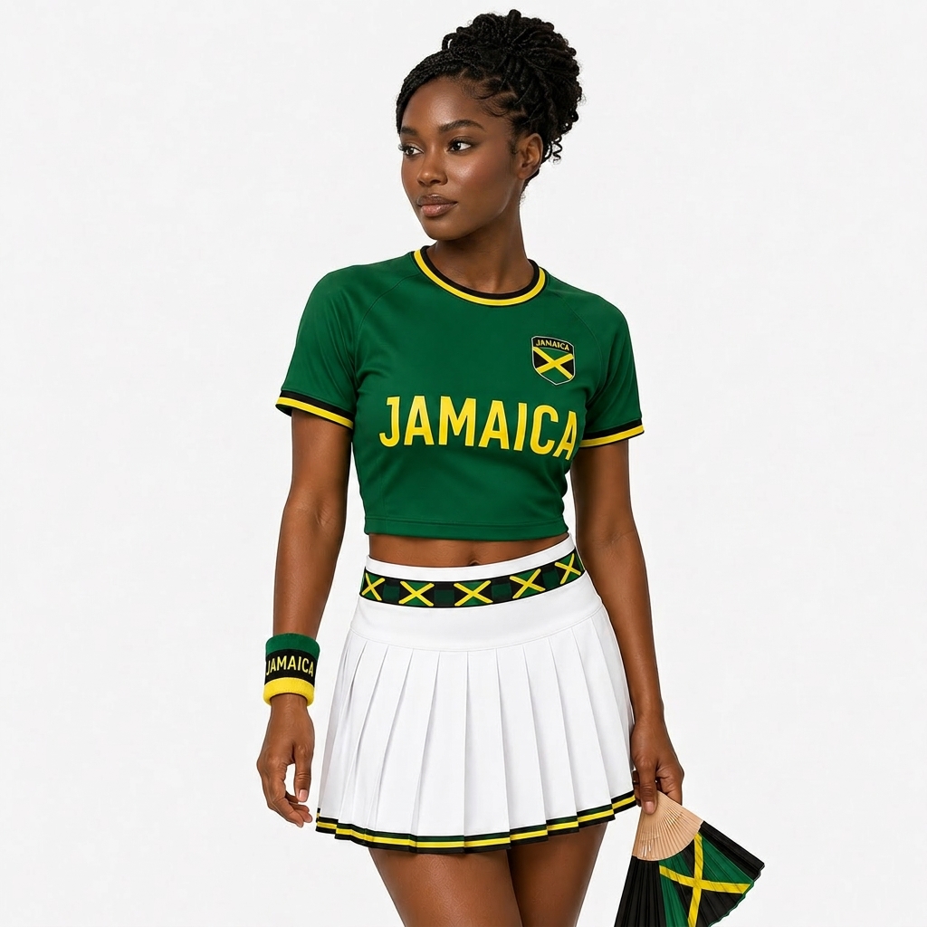 FIFA 2026 Jamaica Football Themed Two Piece Skirt Set For Women