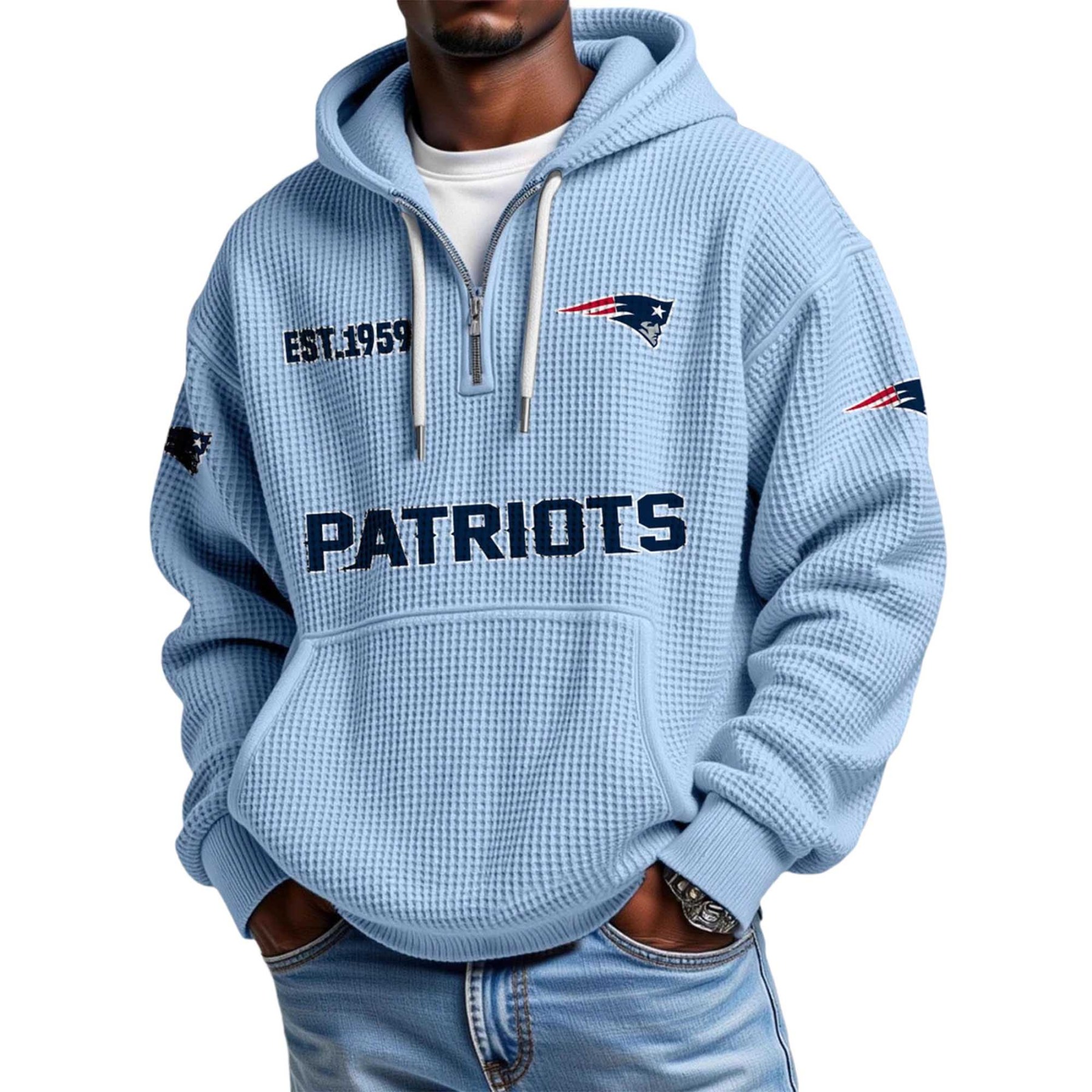 Patriots EST 1959 Quarter Zip Waffle Hoodie