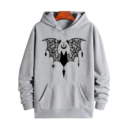 Plus Size Bat Print Hoodie For Women