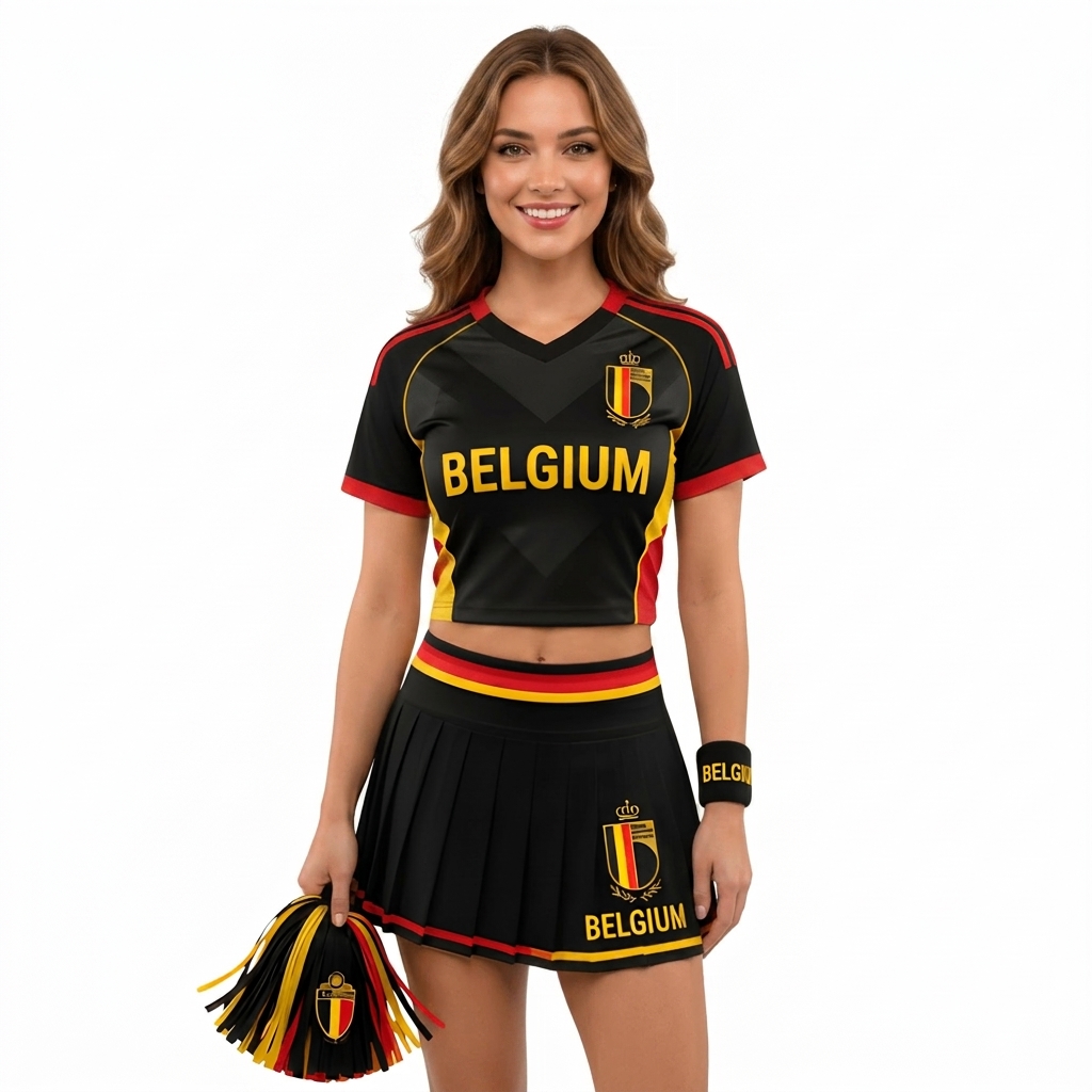FIFA 2026 Belgium Football Themed Two Piece Skirt Set For Women