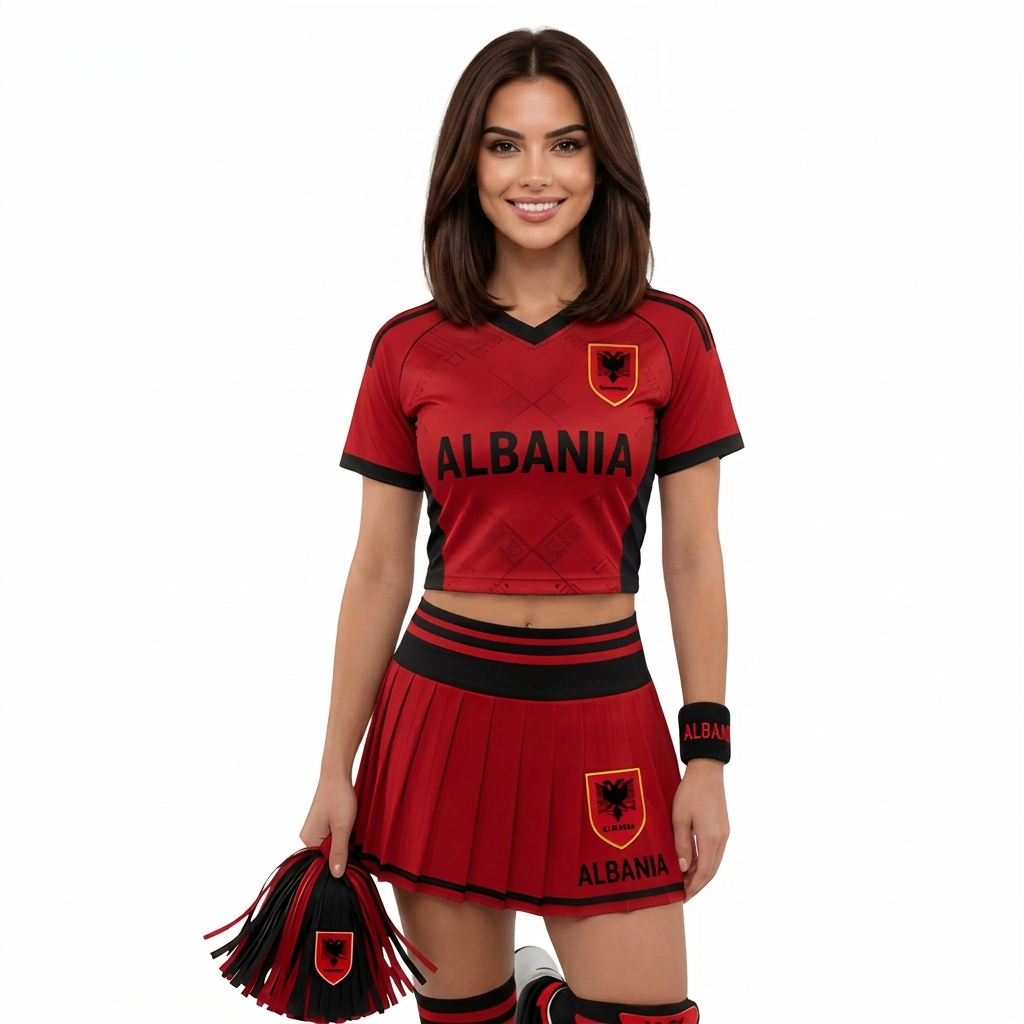 FIFA 2026 Albania Football Themed Two Piece Skirt Set For Women