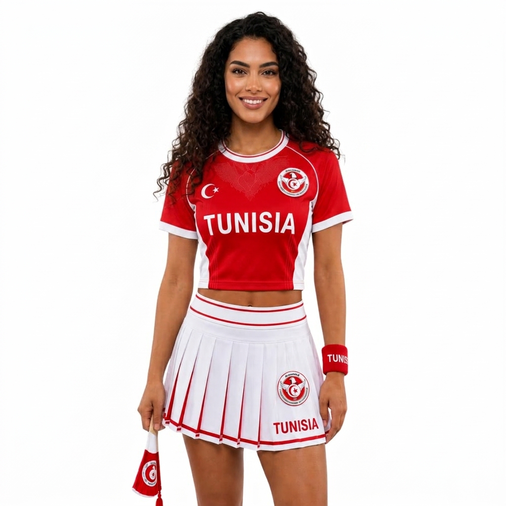 FIFA 2026 Tunisia Football Themed Two Piece Skirt Set For Women
