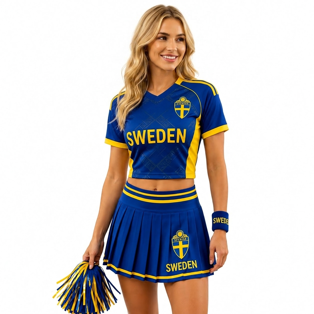 FIFA 2026 Sweden Football Themed Two Piece Skirt Set For Women