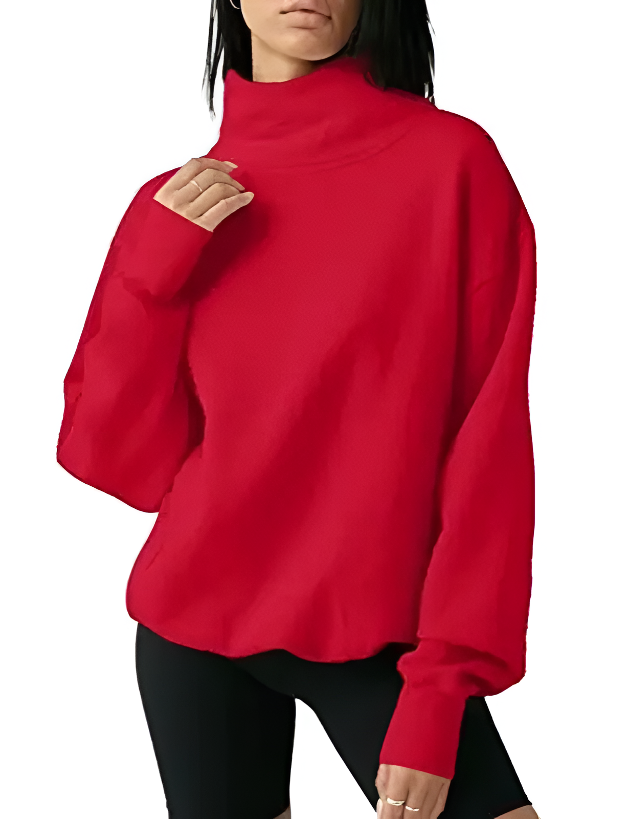 Ribbed Cuffs Oversized Pullover Sweatshirt With Long Sleeves For Women