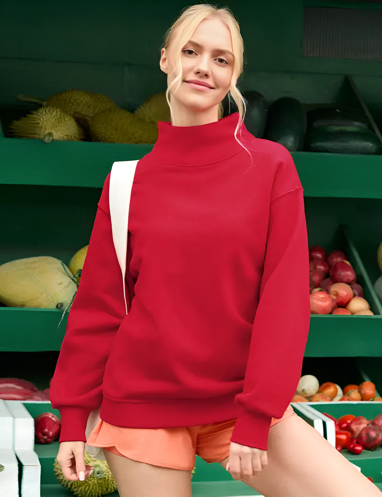 Ribbed Cuffs Oversized Pullover Sweatshirt With Long Sleeves For Women