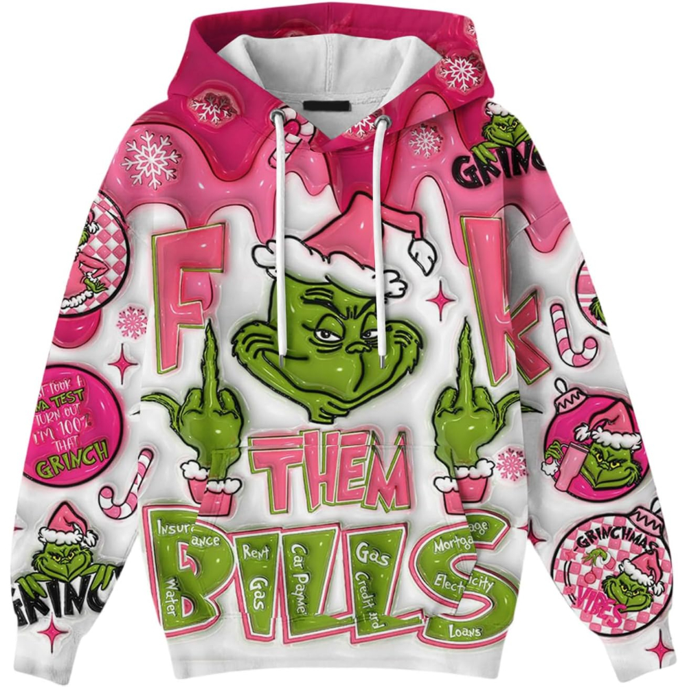Ugly Christmas Themed Oversized Cartoon Printed Hoodie