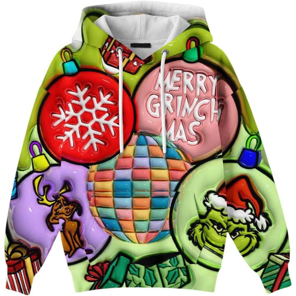 Ugly Christmas Themed Oversized Cartoon Printed Hoodie