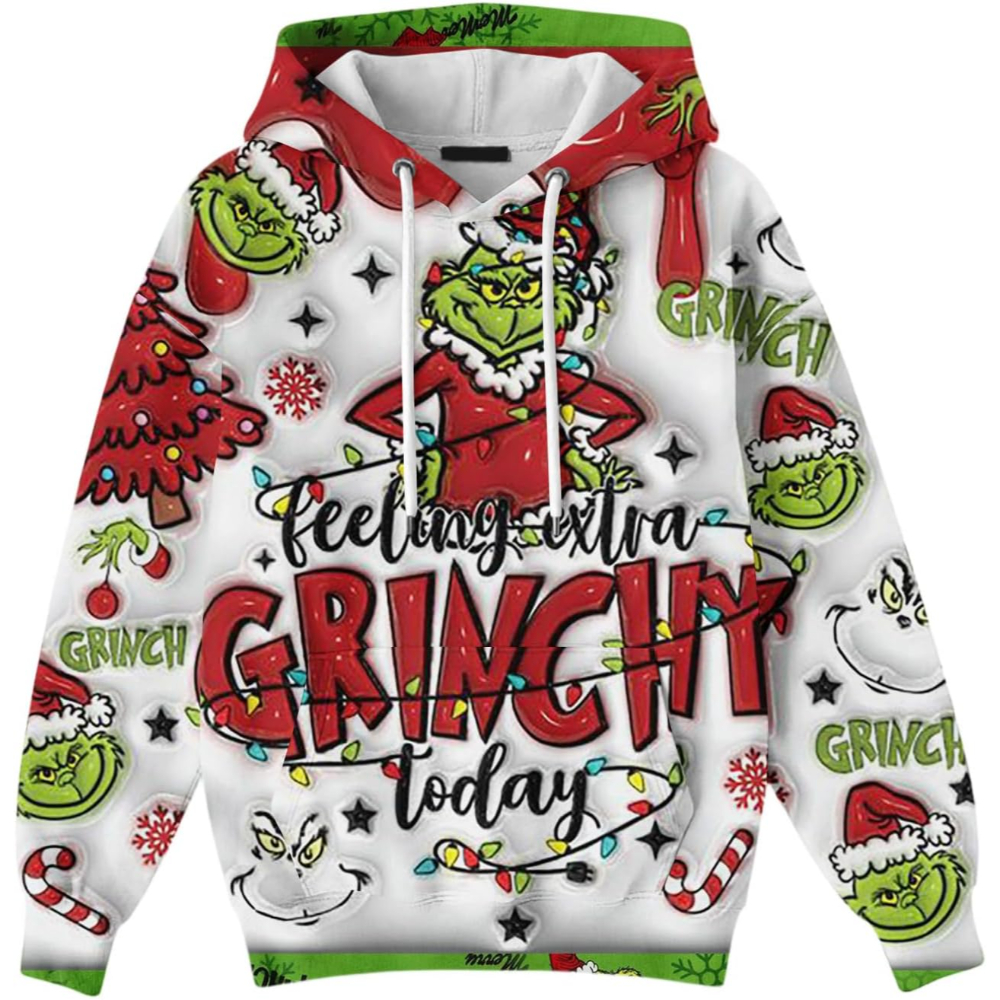 Ugly Christmas Themed Oversized Cartoon Printed Hoodie