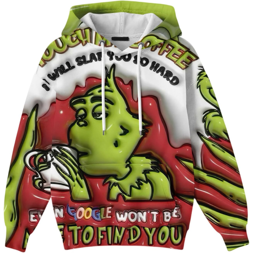 Ugly Christmas Themed Oversized Cartoon Printed Hoodie