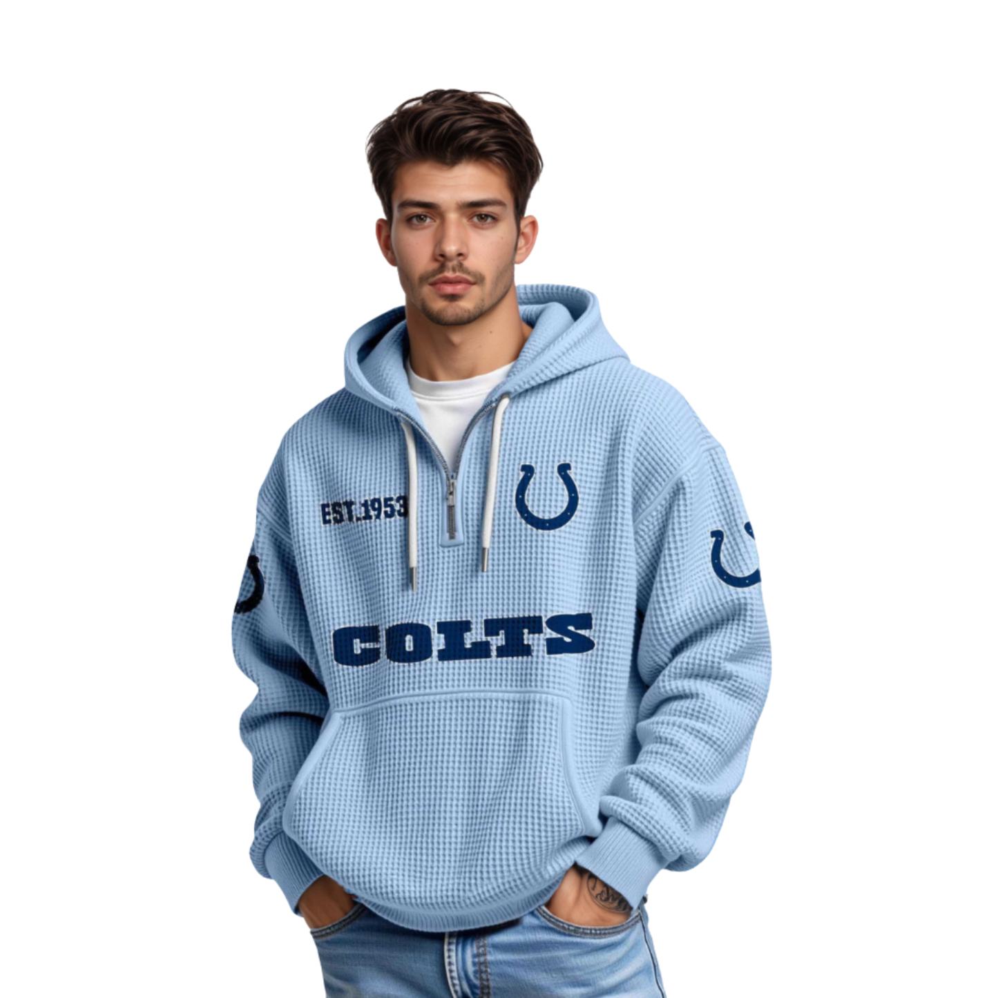Indianapolis Colts Inspired Quarter Zip Hoodie