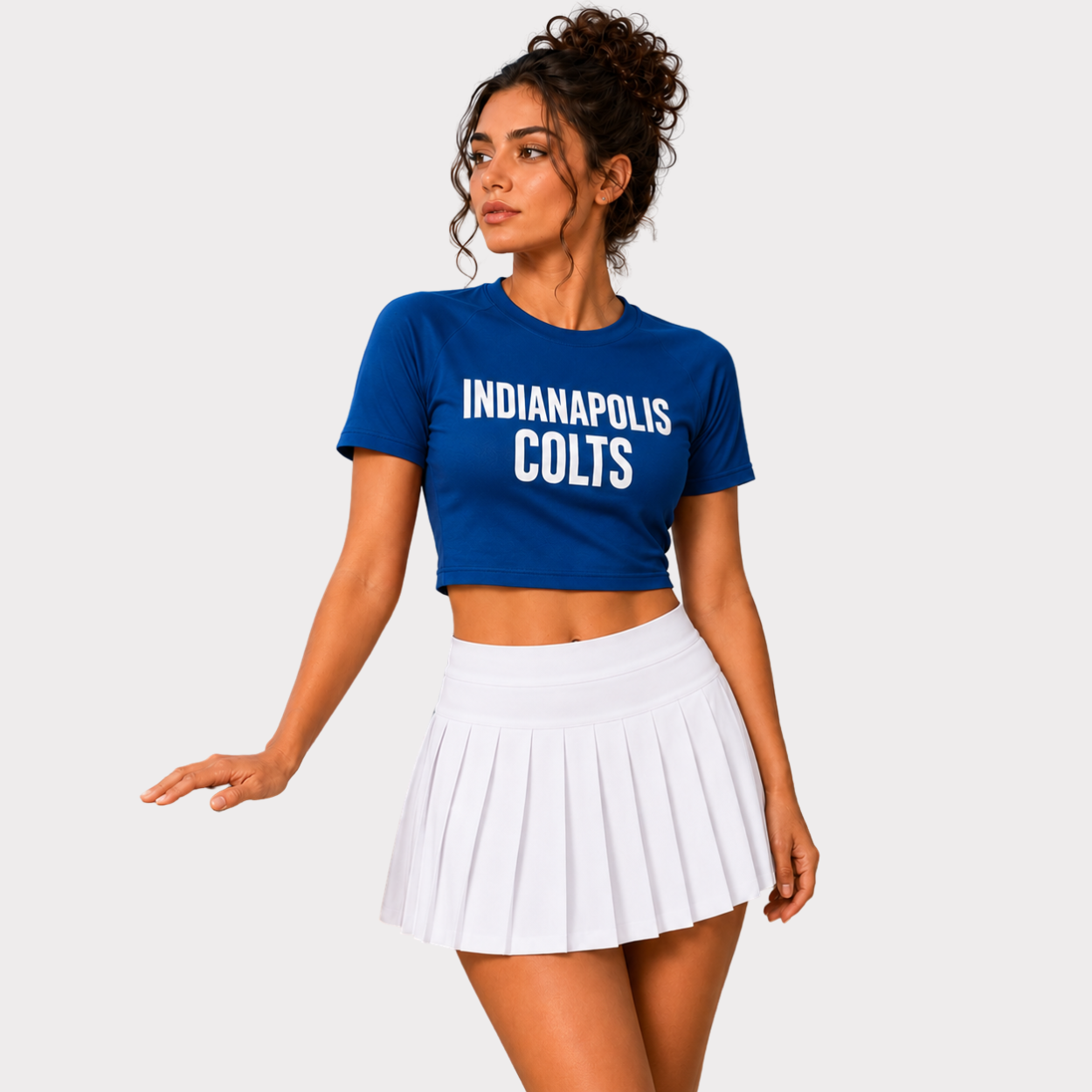 Indianapolis Colts Football Team Printed Two Piece Top And Skirt Set For Women