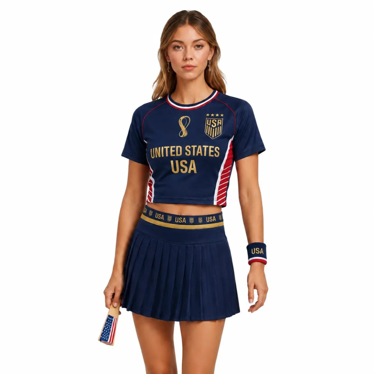FIFA 2026 United States Football Themed Two Piece Skirt Set For Women