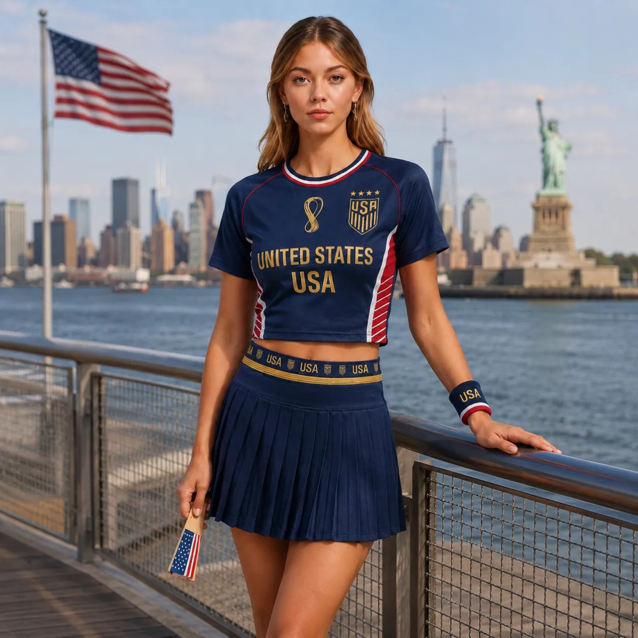 FIFA 2026 United States Football Themed Two Piece Skirt Set For Women