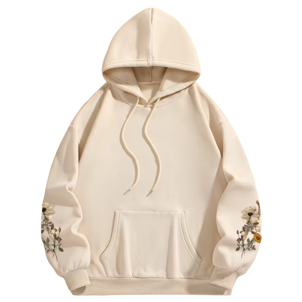 Women Floral Casual Polyester All Season Print Hoodie