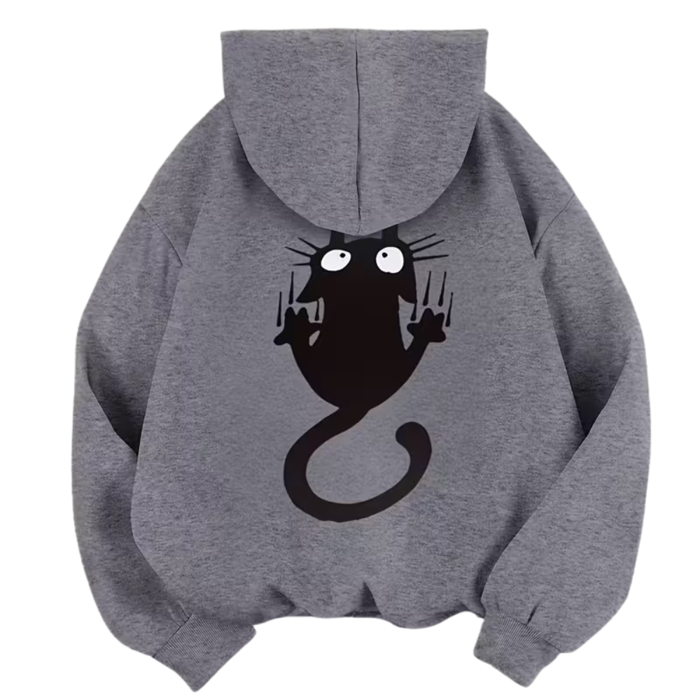 Cat Graphic Print Women Casual Winter Pullover Hoodie