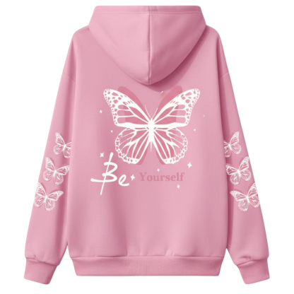  Butterfly Printed Drawstring Hoodie