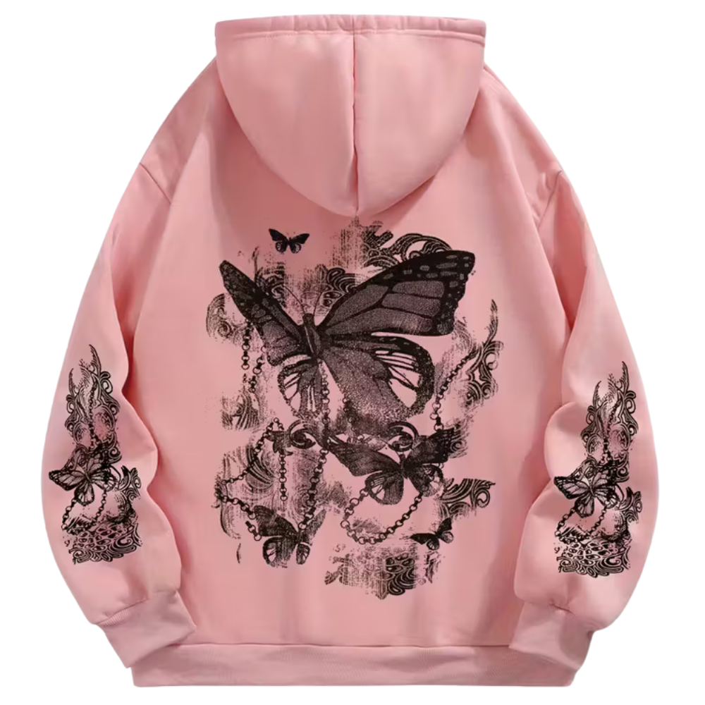 Floral Graphic Print Casual Drawstring Hoodie
