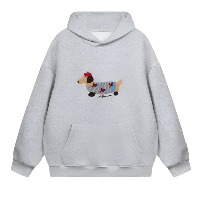 Cartoon Dog Print Oversized Pullover Hoodie
