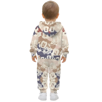 Cartoon Print Graphic Hoodie And Sweatpants Set For Boys