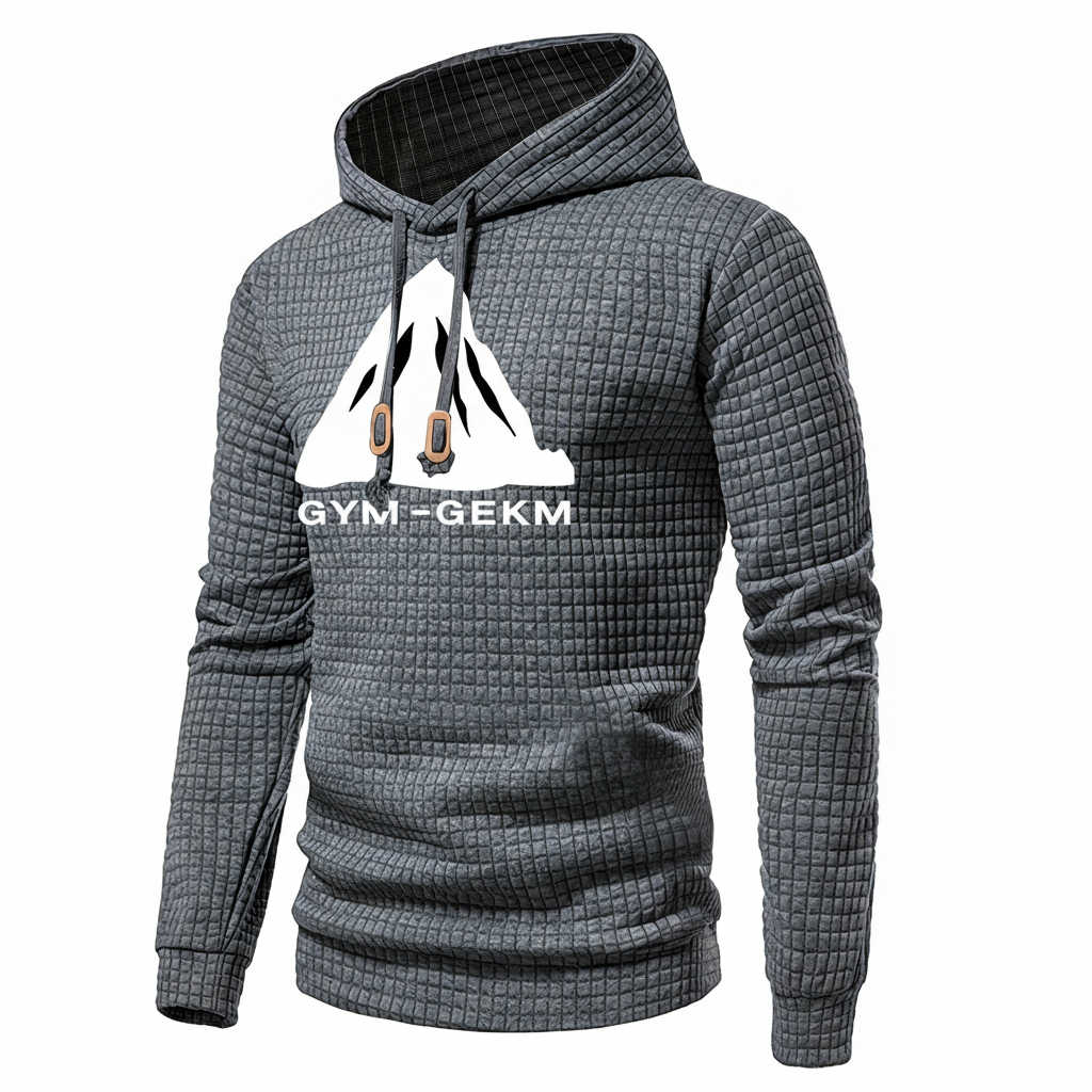 Jacquard Check Pullover Hoodie With Hoodie For Casual And Training Wear