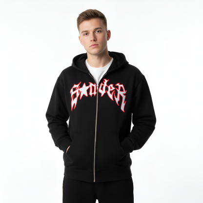 Full Zip Hoodie With Spider Mask Design