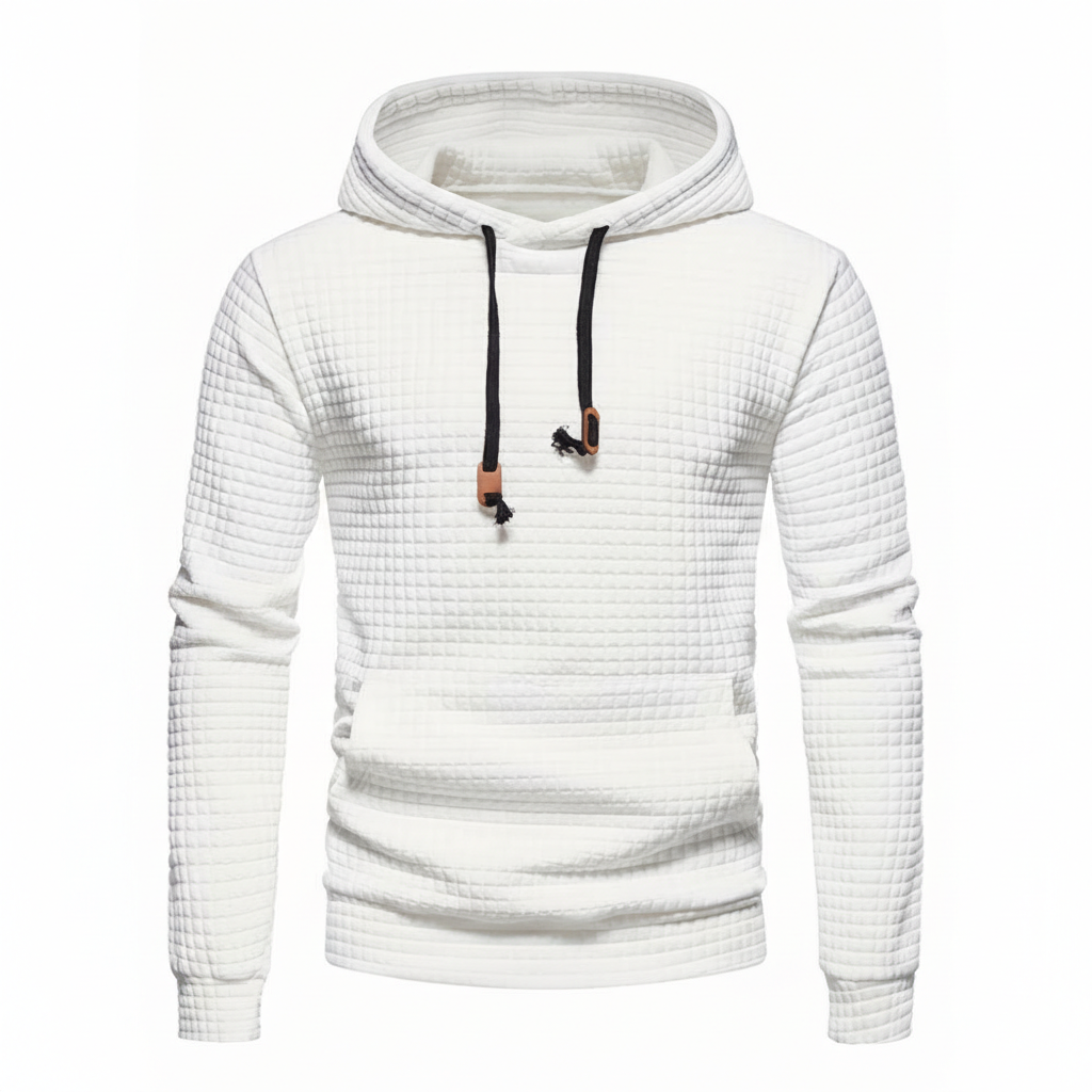 Jacquard Check Pullover Hoodie With Hoodie For Casual And Training Wear