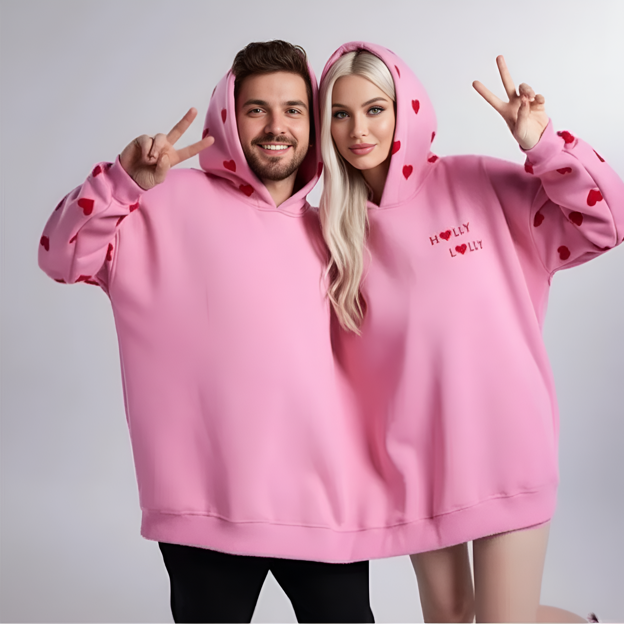 Oversized Double Hood Matching Sweatshirt