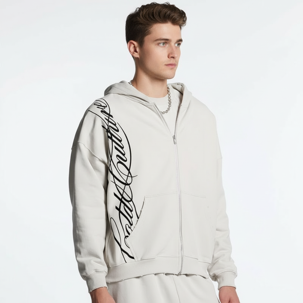 Full Zip Hoodie With Graphic Print