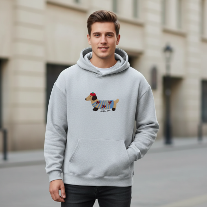 Cartoon Dog Print Oversized Pullover Hoodie