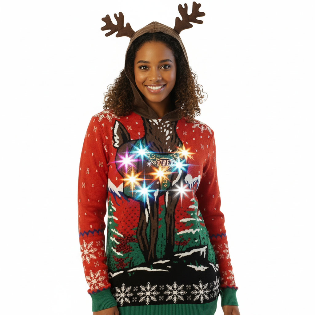 Christmas Sweater With LED Lights For Holiday Party