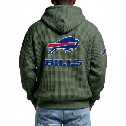 Buffalo Bills EST 1959 Printed Waffle Quarter Zip Football Fan Hoodie