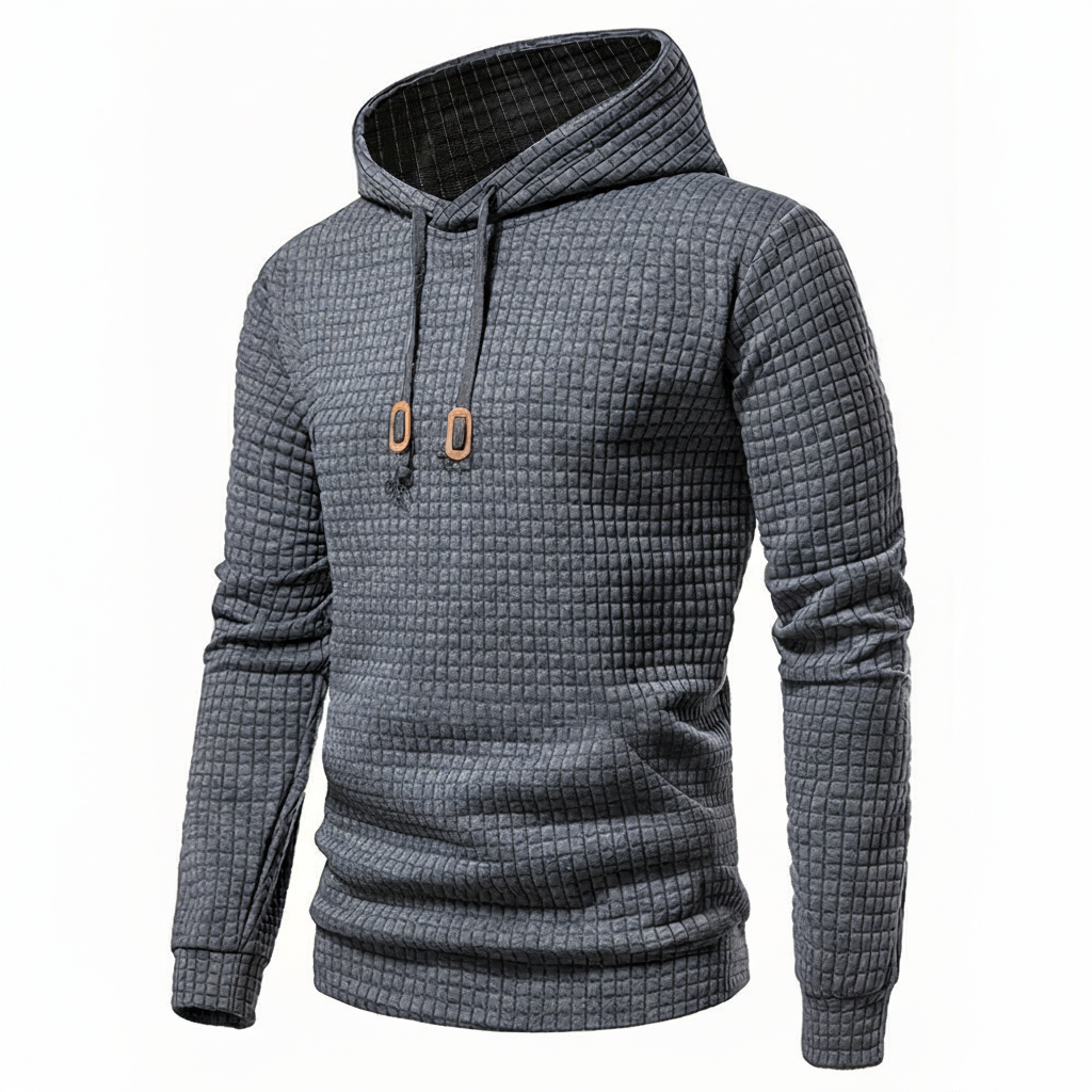 Jacquard Check Pullover Hoodie With Hoodie For Casual And Training Wear