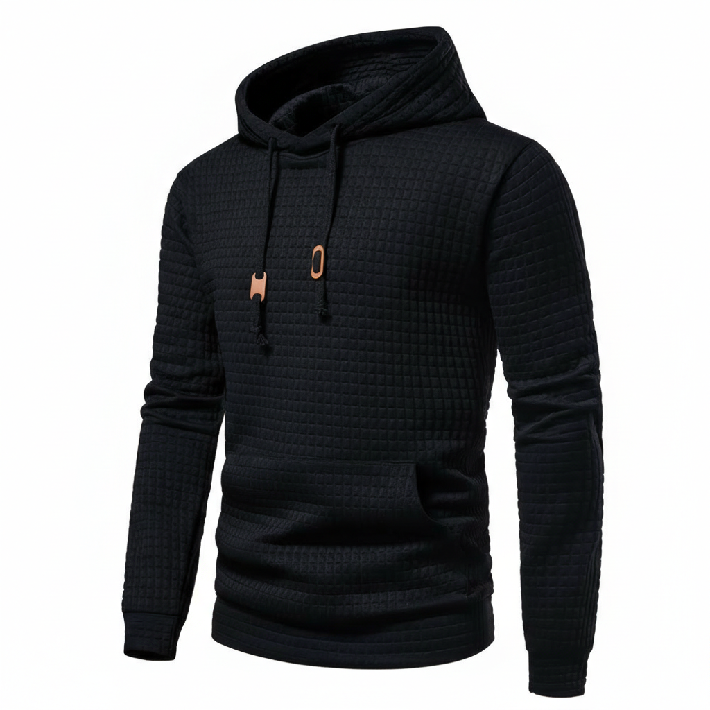 Jacquard Check Pullover Hoodie With Hoodie For Casual And Training Wear