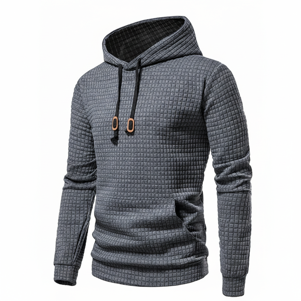 Jacquard Check Pullover Hoodie With Hoodie For Casual And Training Wear