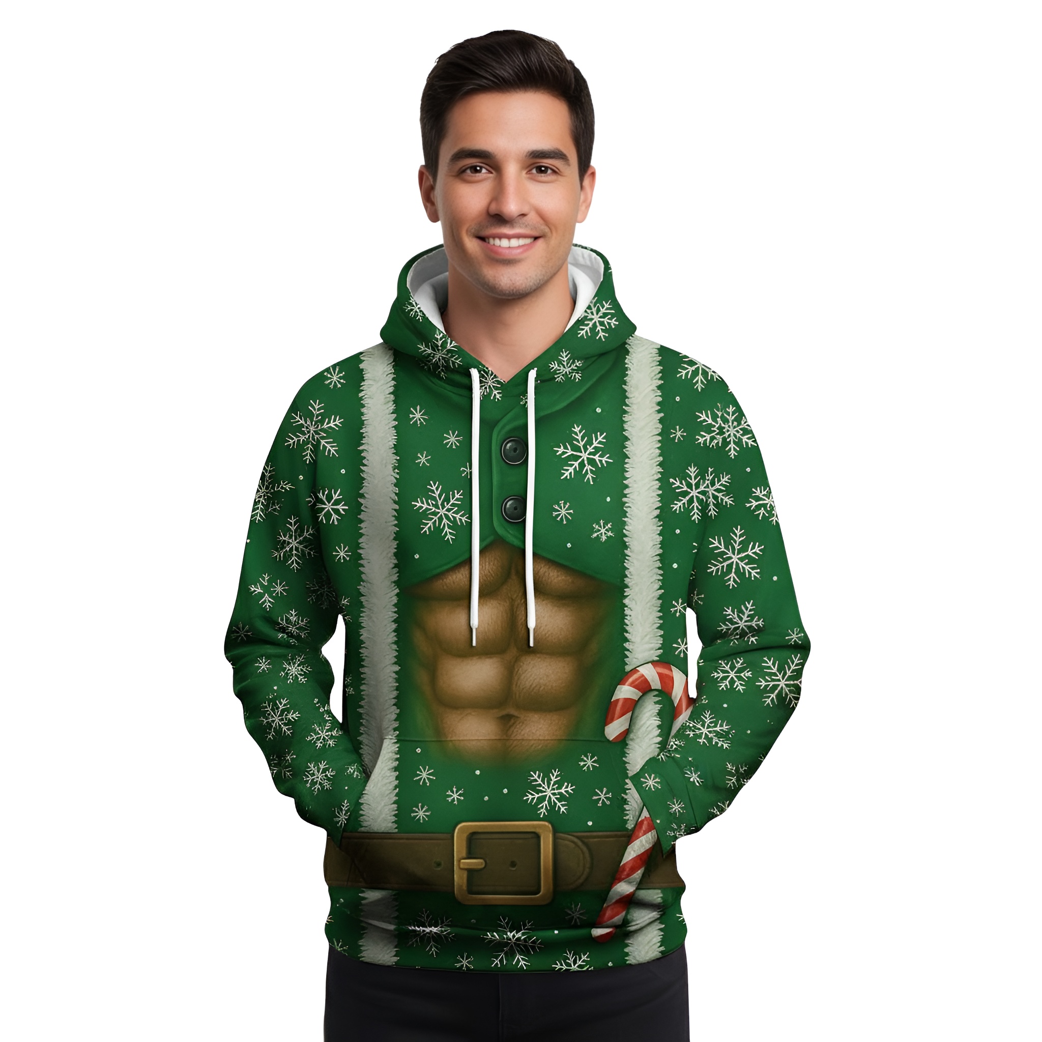 Novelty Long Sleeve Hoodie Funny Fashion Santa Claus Costume Graphic Sweatshirts