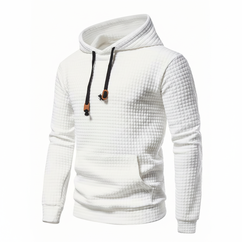 Jacquard Check Pullover Hoodie With Hoodie For Casual And Training Wear