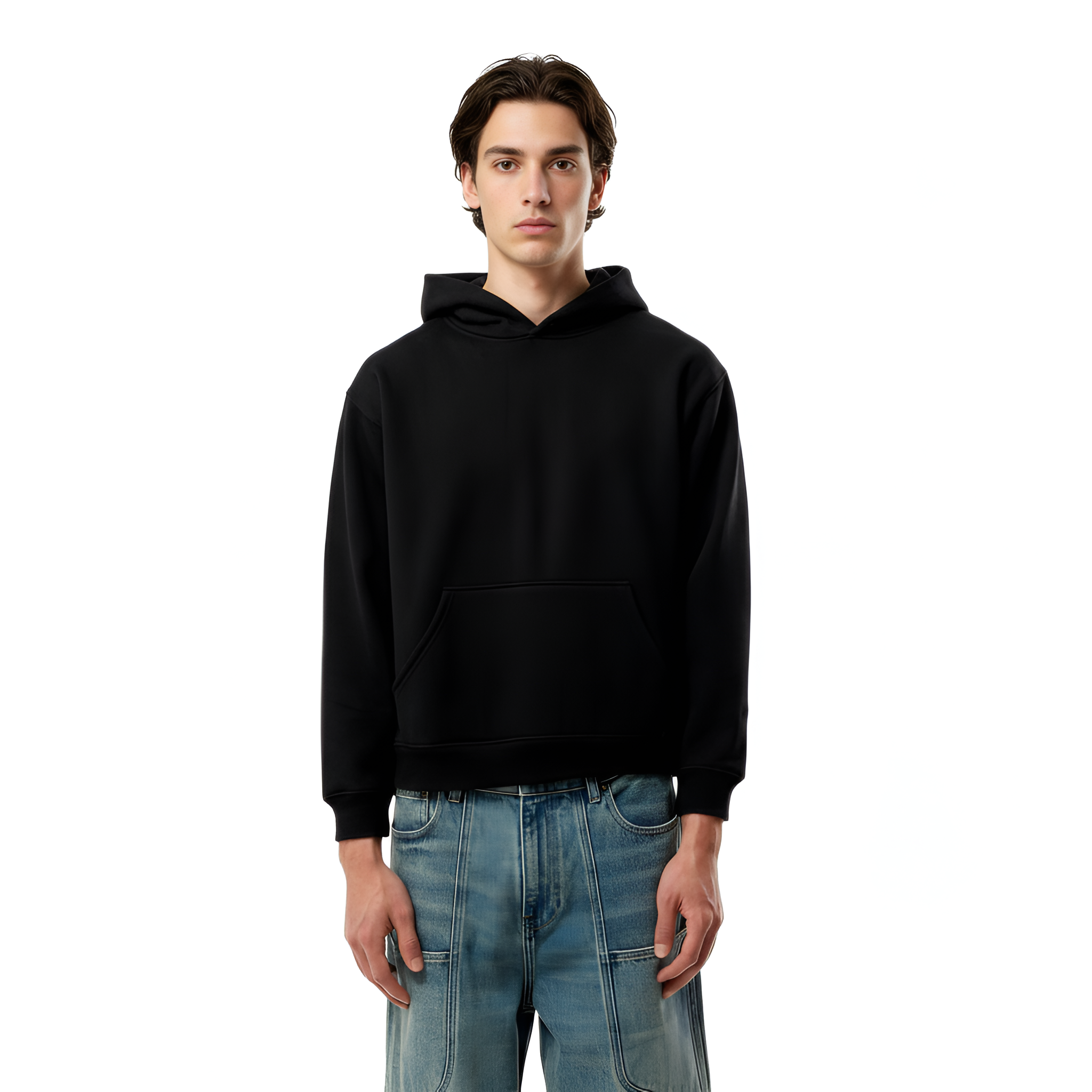 Men Black Solid Hoodie